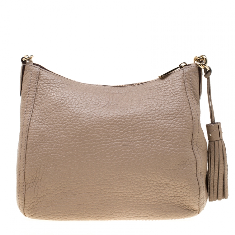 Pre Owned Carolina Herrera Beige Leather Maria Shoulder Bag