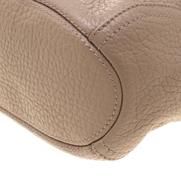 Pre Owned Carolina Herrera Beige Leather Maria Shoulder Bag