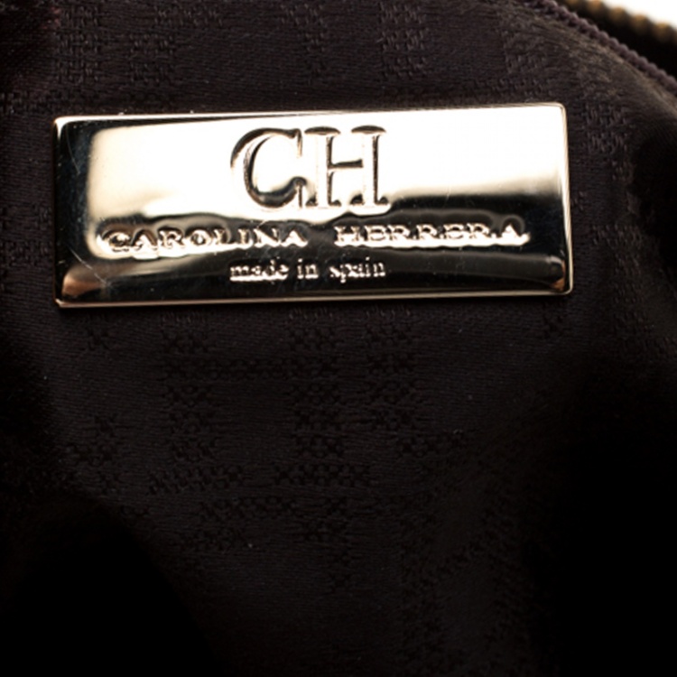 Pre Owned Carolina Herrera Beige Leather Maria Shoulder Bag