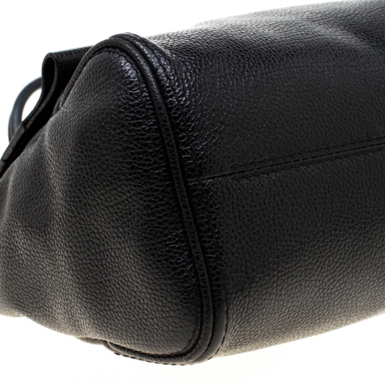 Pre Owned Carolina Herrera Black Leather Minuetto Flap Top Handle Bag