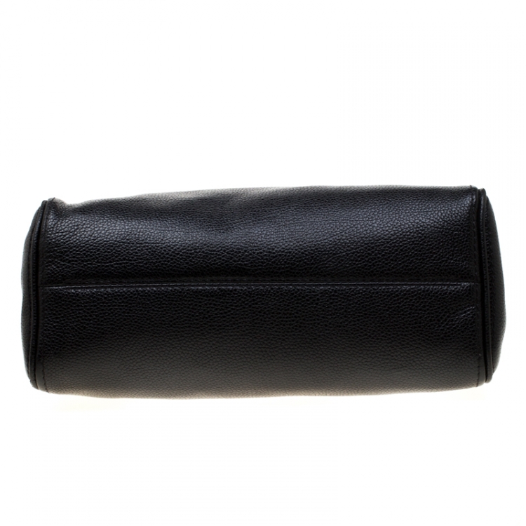 Pre Owned Carolina Herrera Black Leather Minuetto Flap Top Handle Bag