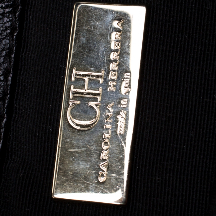 Pre Owned Carolina Herrera Black Leather Crossbody Bag