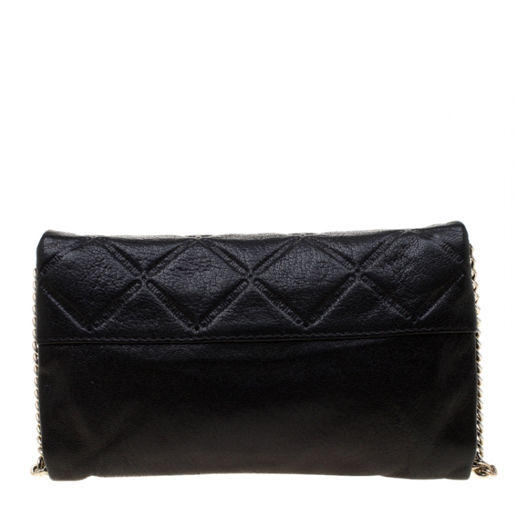Pre Owned Carolina Herrera Black Leather Crossbody Bag
