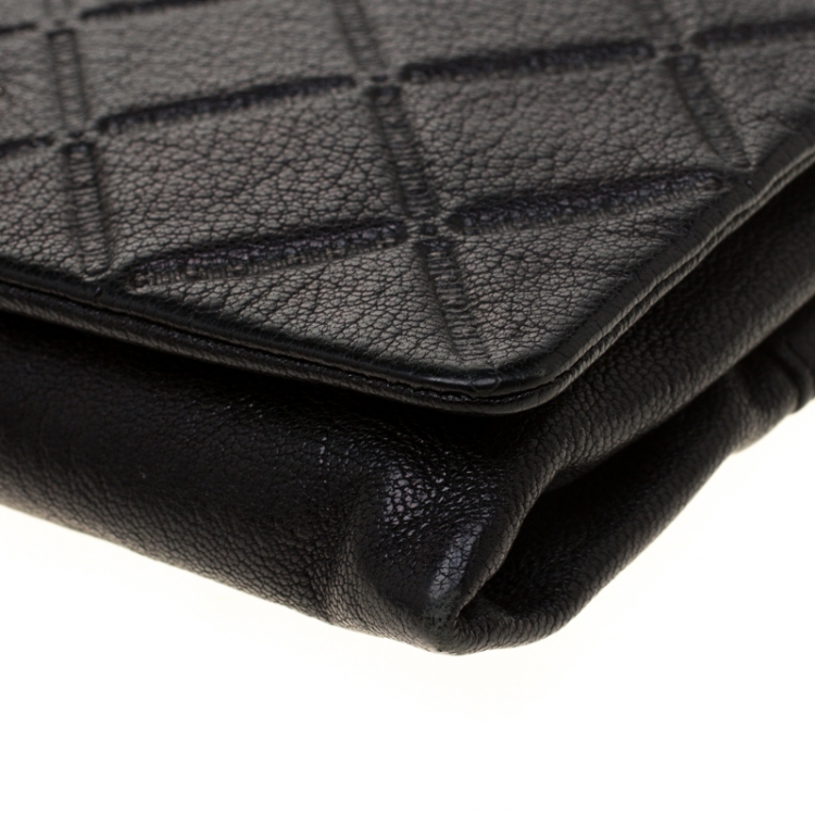 Pre Owned Carolina Herrera Black Leather Crossbody Bag