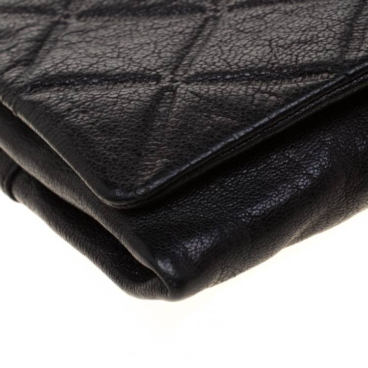 Pre Owned Carolina Herrera Black Leather Crossbody Bag