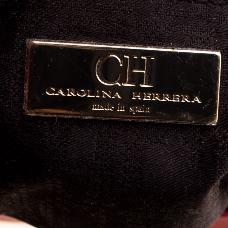 Pre Owned Carolina Herrera Red Leather Flap Crossbody Bag