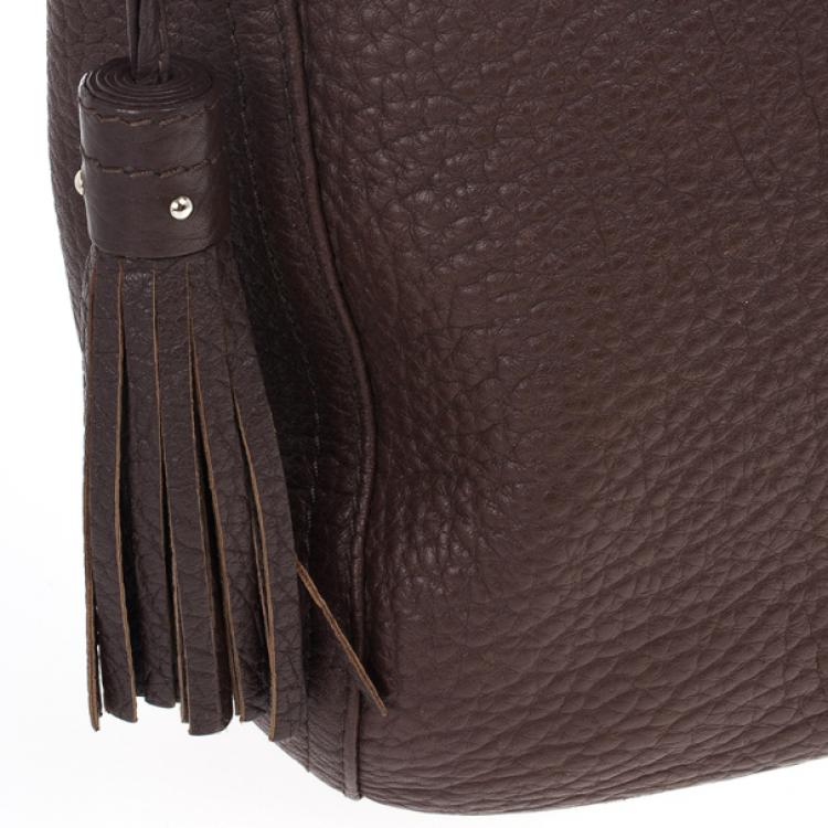 Pre Owned Carolina Herrera Brown Pebbled Leather Maria Bag