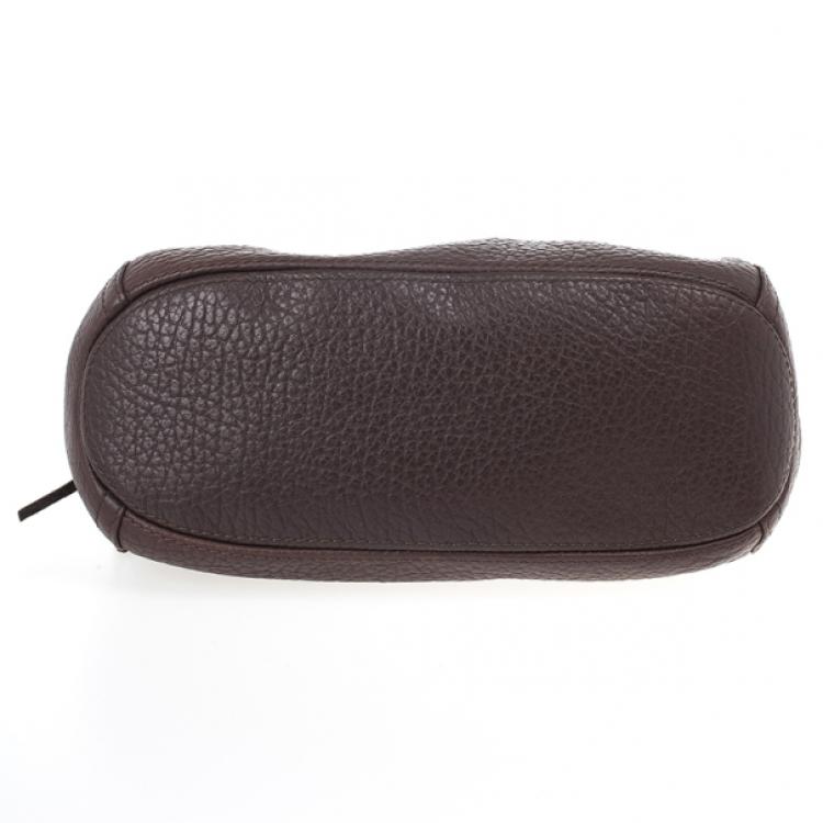 Pre Owned Carolina Herrera Brown Pebbled Leather Maria Bag