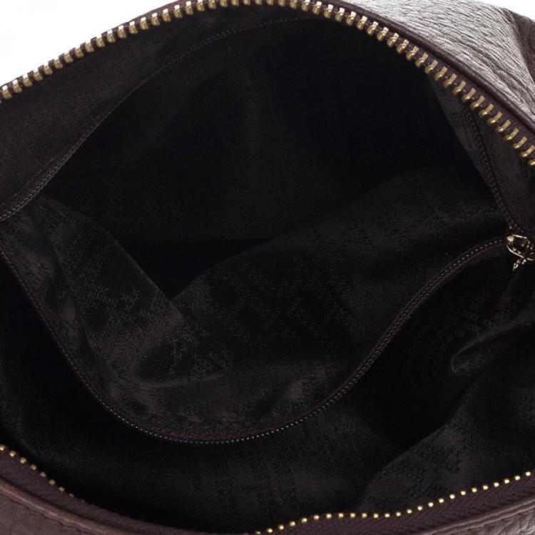 Pre Owned Carolina Herrera Brown Pebbled Leather Maria Bag