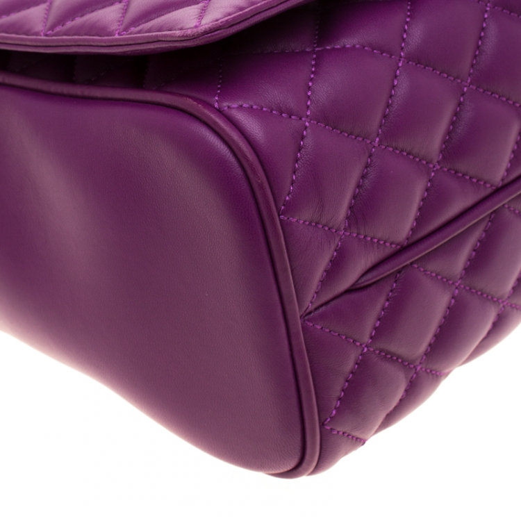 Pre Owned Carolina Herrera Purple Quilted Flap Bag