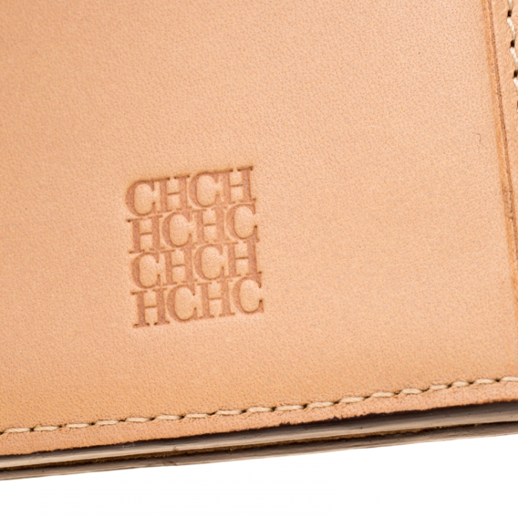 Pre Owned Carolina Herrera Red Monogram Leather Wallet