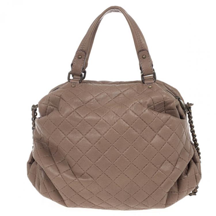 Pre Owned Carolina Herrera Brown Quilted Convertible Tote 