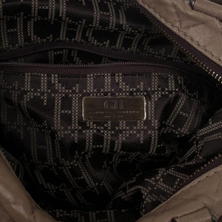 Pre Owned Carolina Herrera Brown Quilted Convertible Tote 