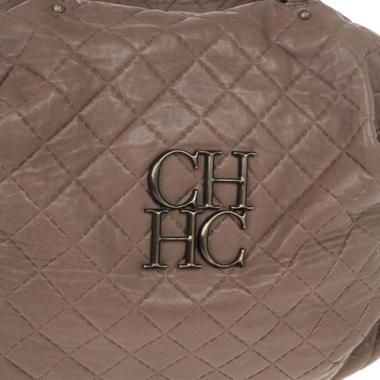 Pre Owned Carolina Herrera Brown Quilted Convertible Tote 
