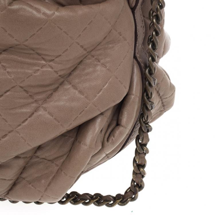 Pre Owned Carolina Herrera Brown Quilted Convertible Tote 