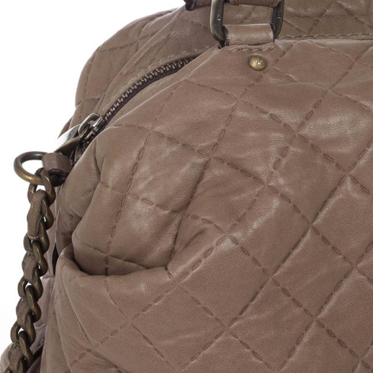 Pre Owned Carolina Herrera Brown Quilted Convertible Tote 