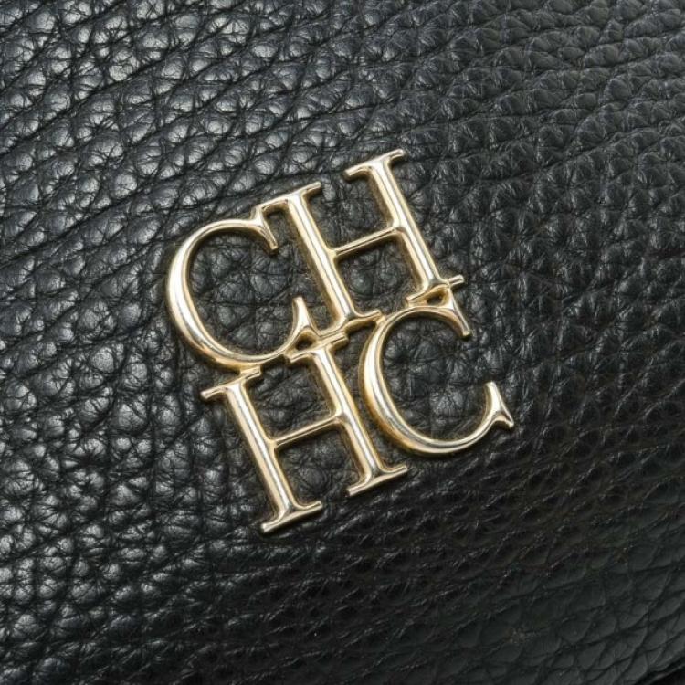 Pre Owned Carolina Herrera Black Leather Maria Shoulder Bag