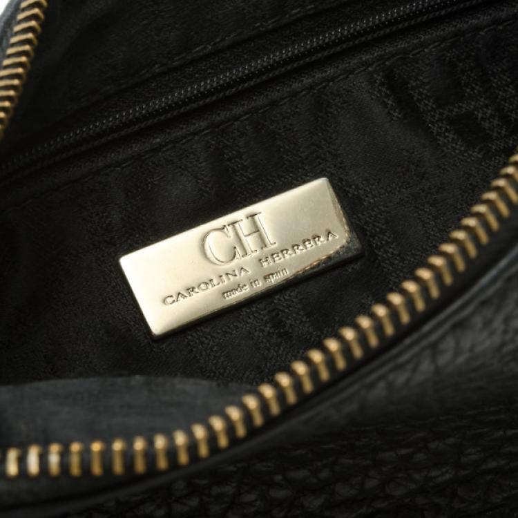 Pre Owned Carolina Herrera Black Leather Maria Shoulder Bag