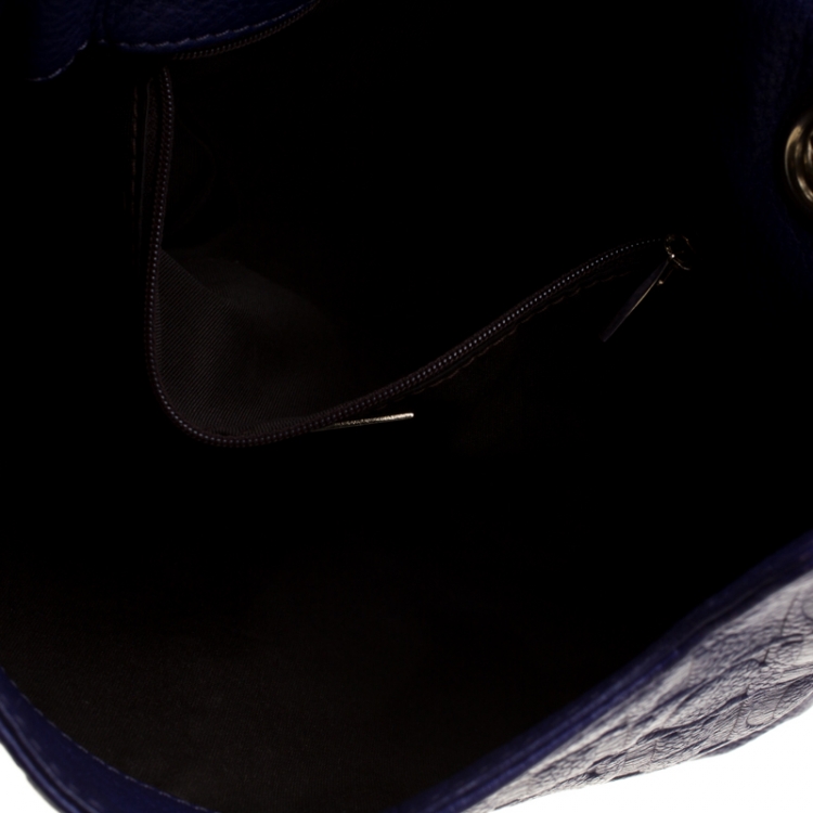 Pre Owned Carolina Herrera Purple Monogram Leather Audrey Shoulder Bag