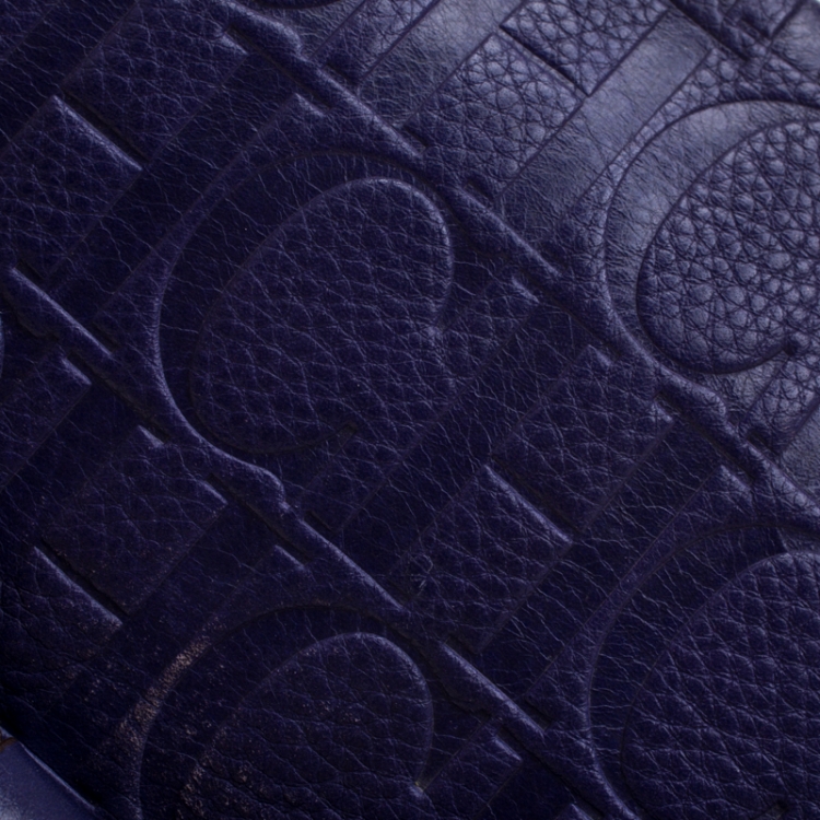 Pre Owned Carolina Herrera Purple Monogram Leather Audrey Shoulder Bag