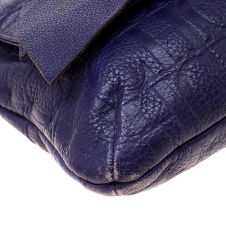 Pre Owned Carolina Herrera Purple Monogram Leather Audrey Shoulder Bag