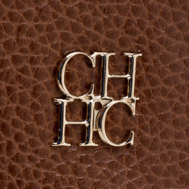 Pre Owned Carolina Herrera Tan Leather Chain Flap Shoulder Bag