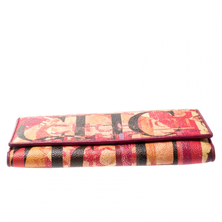 Pre Owned Carolina Herrera Multicolor Painted Monogram Leather Trifold Wallet