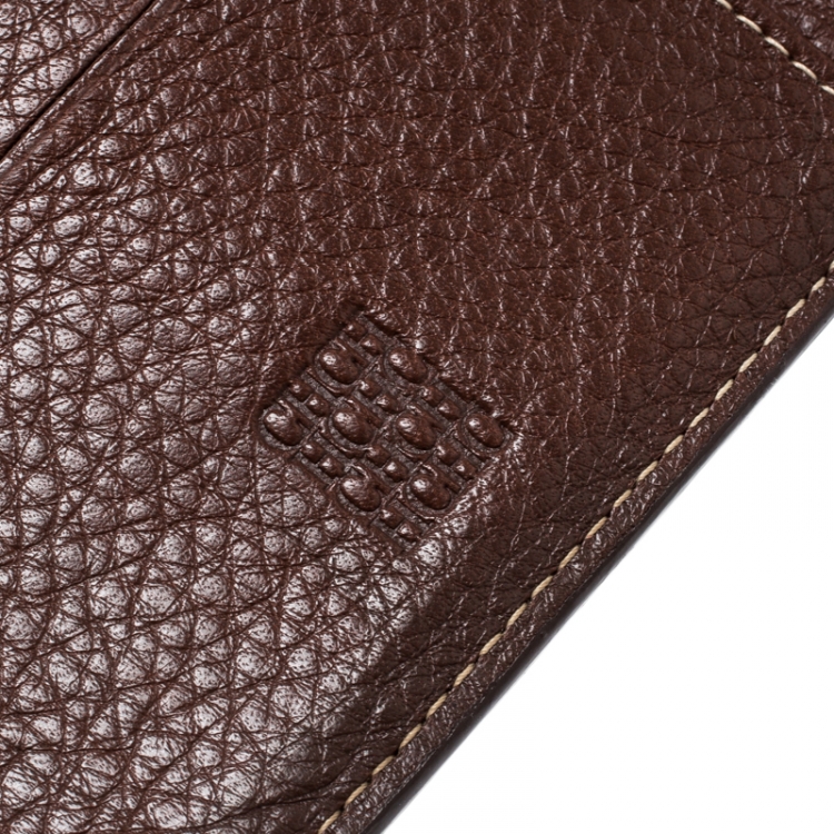 Pre Owned Carolina Herrera Brown Monogram Leather Tri Fold Compact Wallet