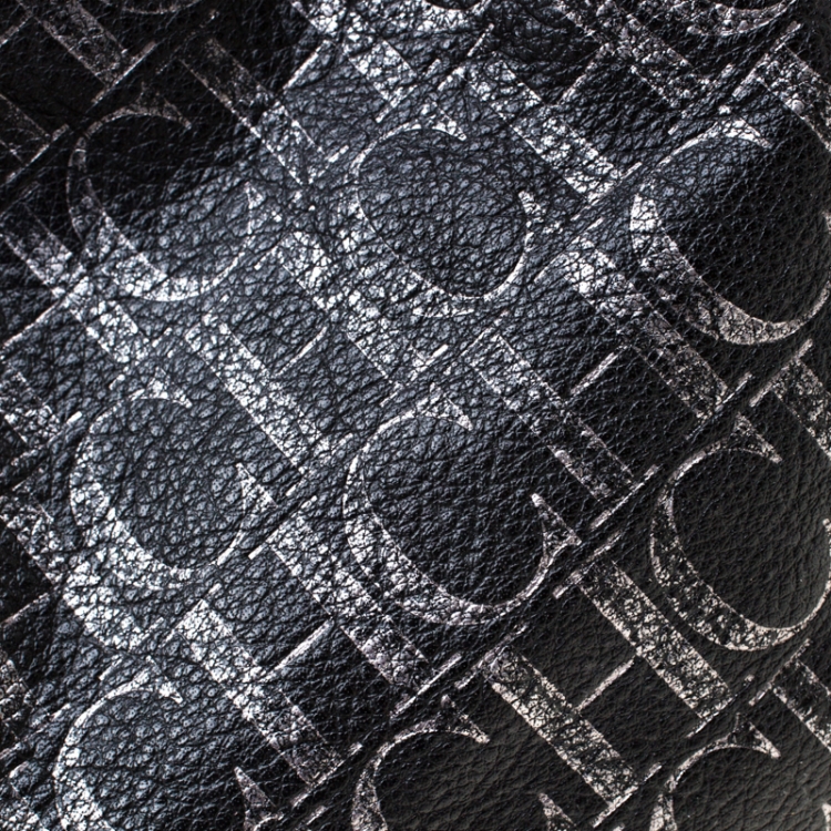 مملوكة مسبقًا Carolina Herrera Black Monogram Leather Hobo