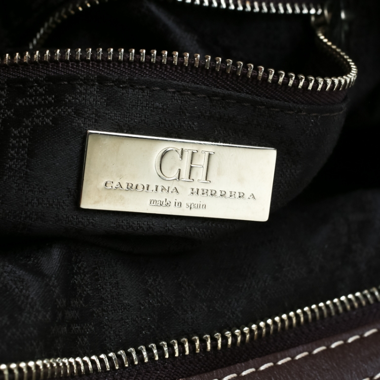 Pre Owned Carolina Herrera Brown Leather Satchel