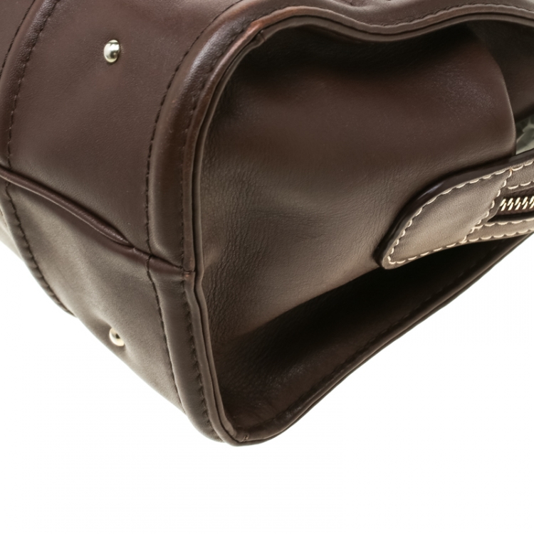 Pre Owned Carolina Herrera Brown Leather Satchel