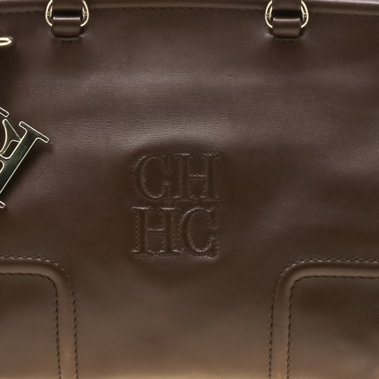 Pre Owned Carolina Herrera Brown Leather Satchel
