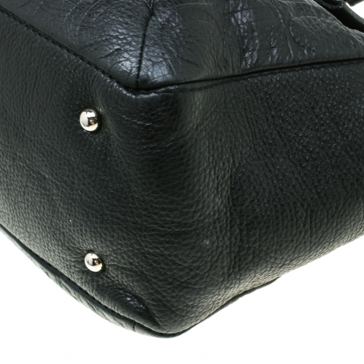 Pre Owned Carolina Herrera Black Monogram Leather Audrey Tote