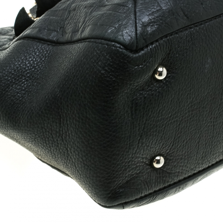 Pre Owned Carolina Herrera Black Monogram Leather Audrey Tote