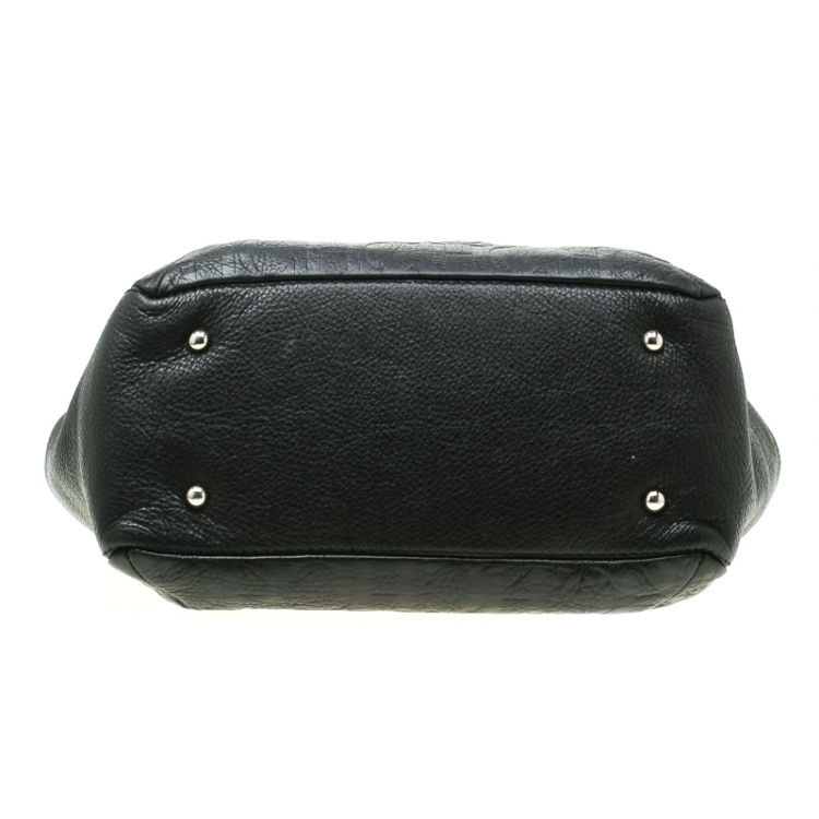 Pre Owned Carolina Herrera Black Monogram Leather Audrey Tote