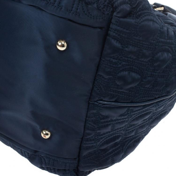 Pre Owned Carolina Herrera Drawstring Monogram Shoulder Bag