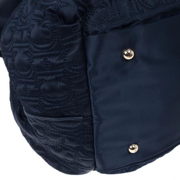 Pre Owned Carolina Herrera Drawstring Monogram Shoulder Bag