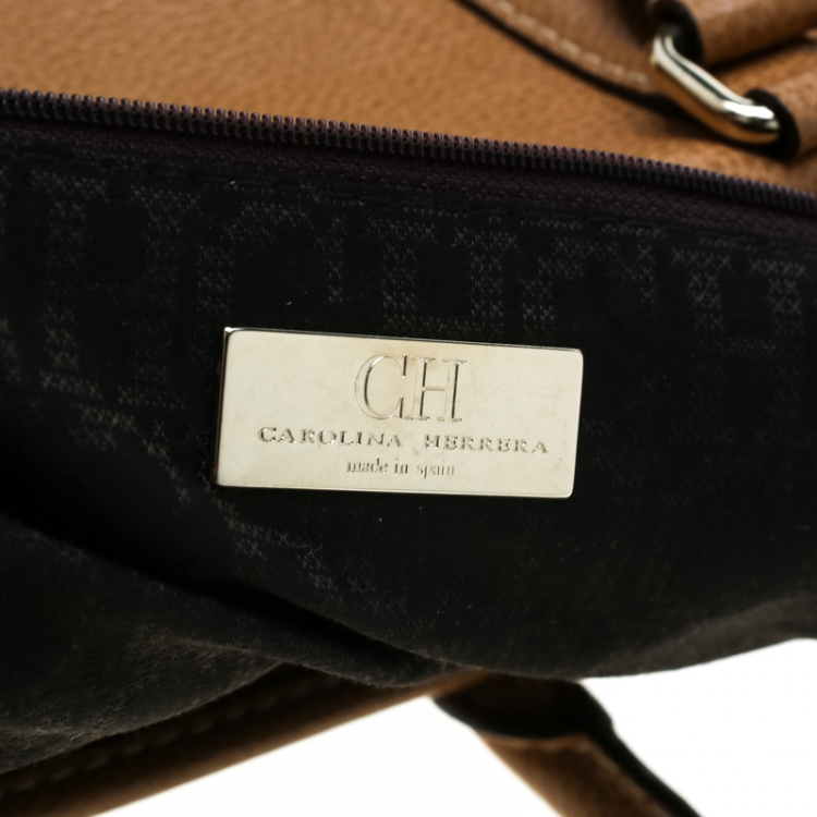 Pre Owned Carolina Herrera Caramel Leather Matteo Tote