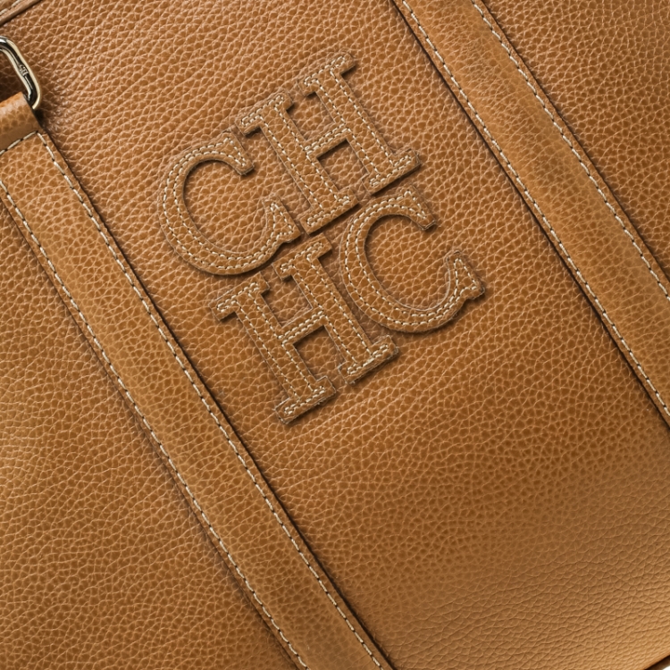 Pre Owned Carolina Herrera Caramel Leather Matteo Tote