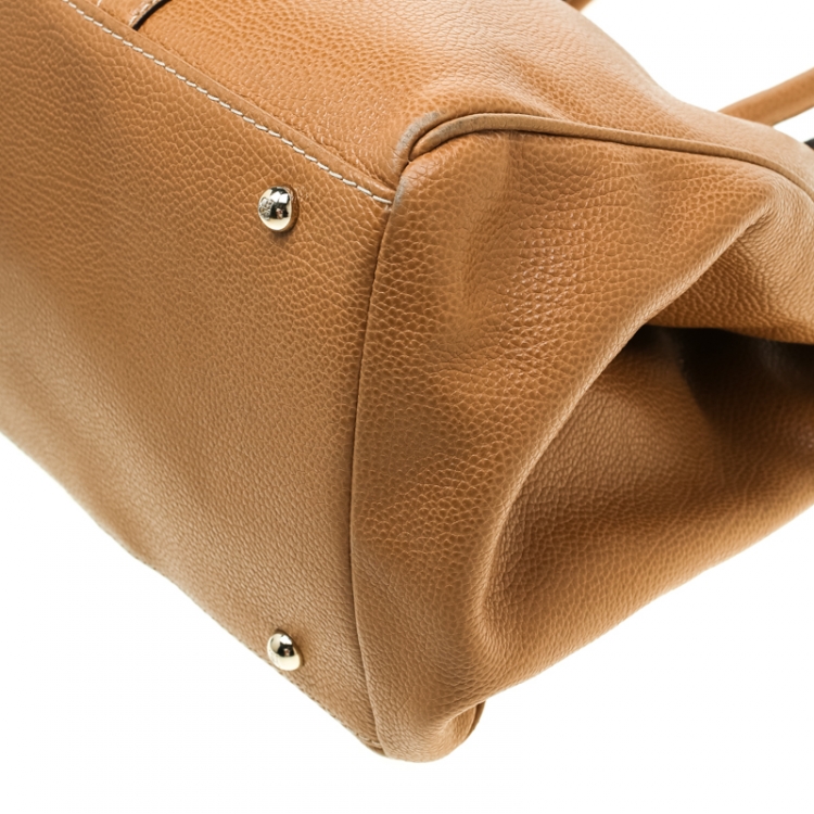 Pre Owned Carolina Herrera Caramel Leather Matteo Tote