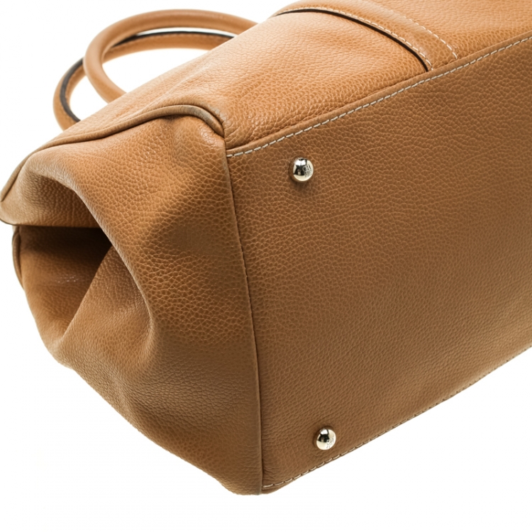 Pre Owned Carolina Herrera Caramel Leather Matteo Tote