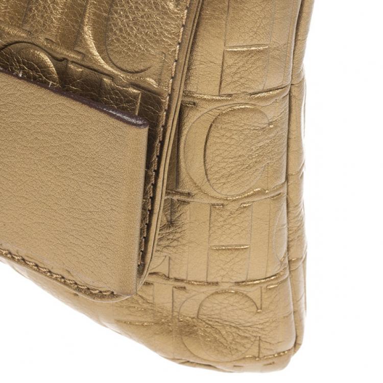 Pre Owned Carolina Herrera ‘Holly’ Bronze Monogram Embossed Bag