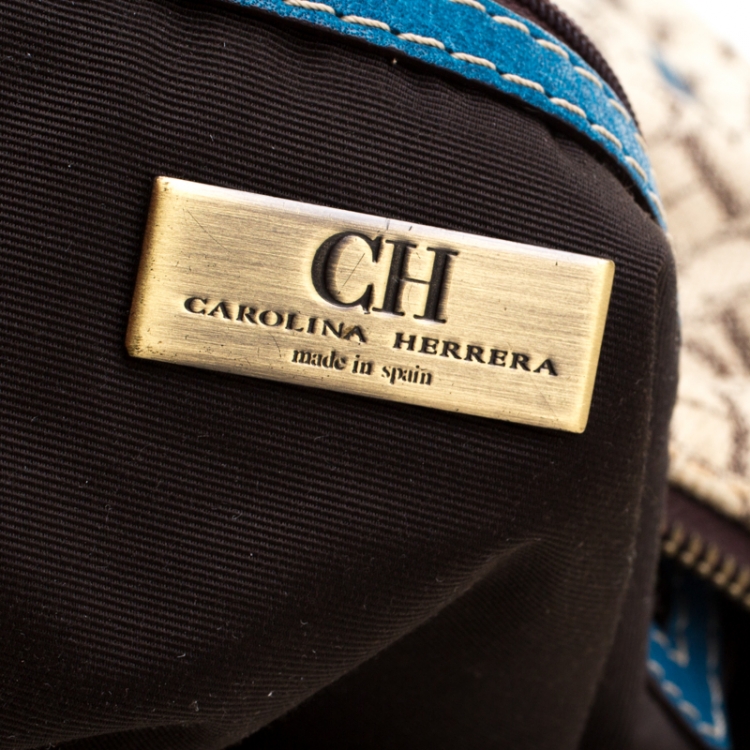 Pre Owned Carolina Herrera Multicolor Monogram Canvas and Leather Andy Boston Bag