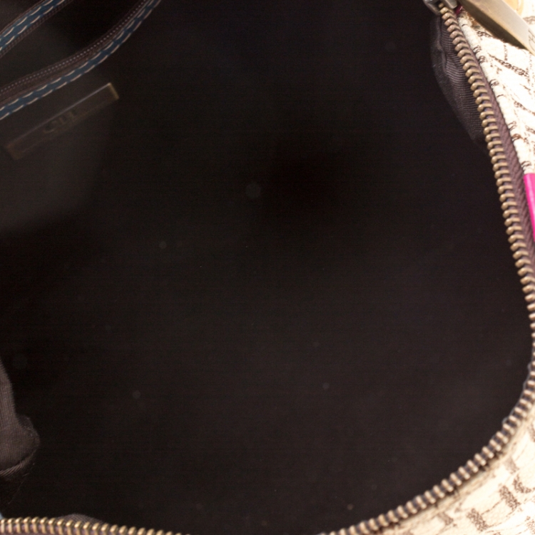 Pre Owned Carolina Herrera Multicolor Monogram Canvas and Leather Andy Boston Bag