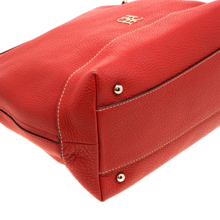 Pre Owned Carolina Hererra Red Pebbled Leather Hobo