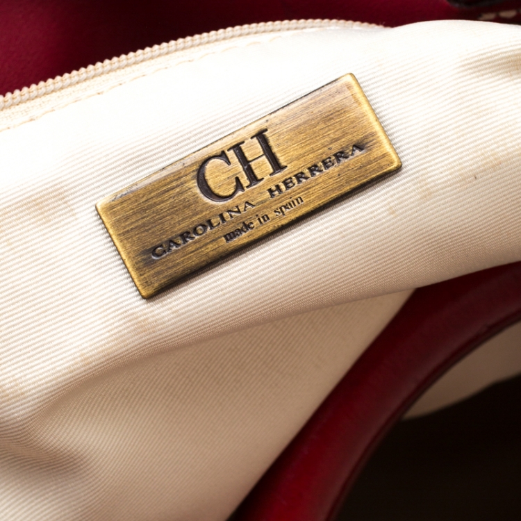 مملوكة مسبقًا Carolina Herrera Multicolor Canvas and Leather Trim Shopper Tote