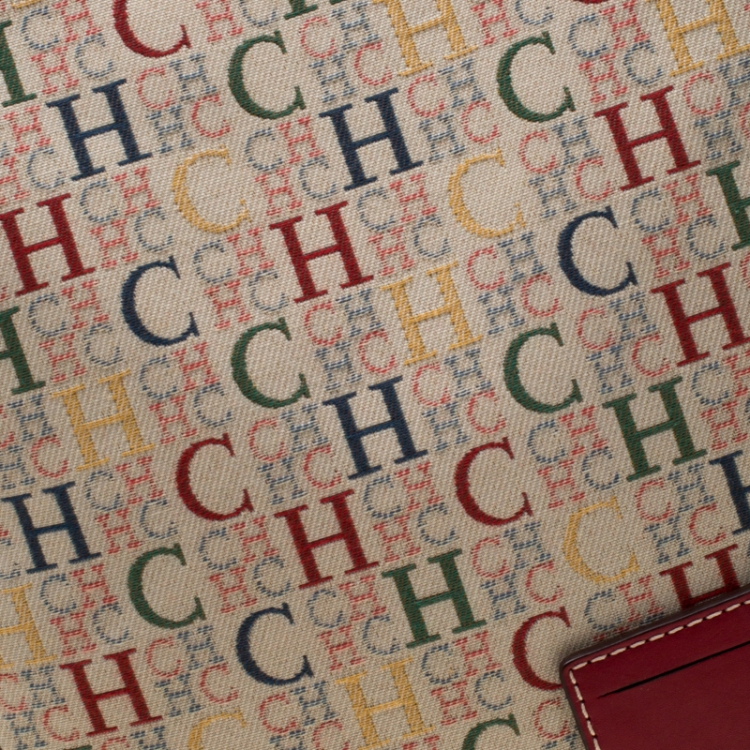 مملوكة مسبقًا Carolina Herrera Multicolor Canvas and Leather Trim Shopper Tote