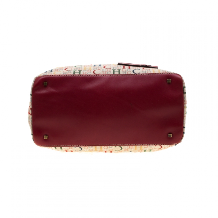 مملوكة مسبقًا Carolina Herrera Multicolor Canvas and Leather Trim Shopper Tote