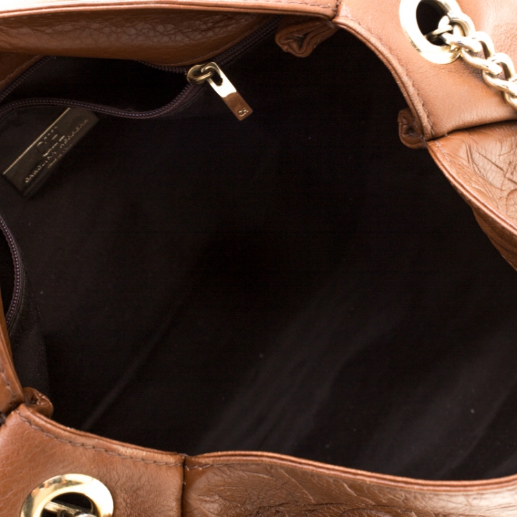 Pre Owned Carolina Herrera Brown Leather Minuetto Top Handle Bag