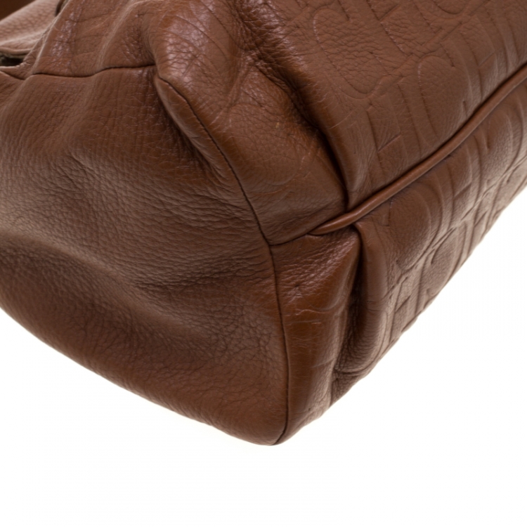 Pre Owned Carolina Herrera Brown Leather Minuetto Top Handle Bag